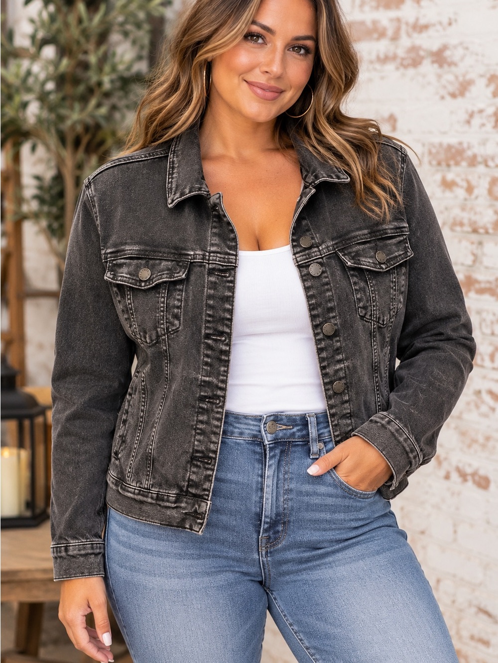 Judy Blue Washed Black Denim Jacket
